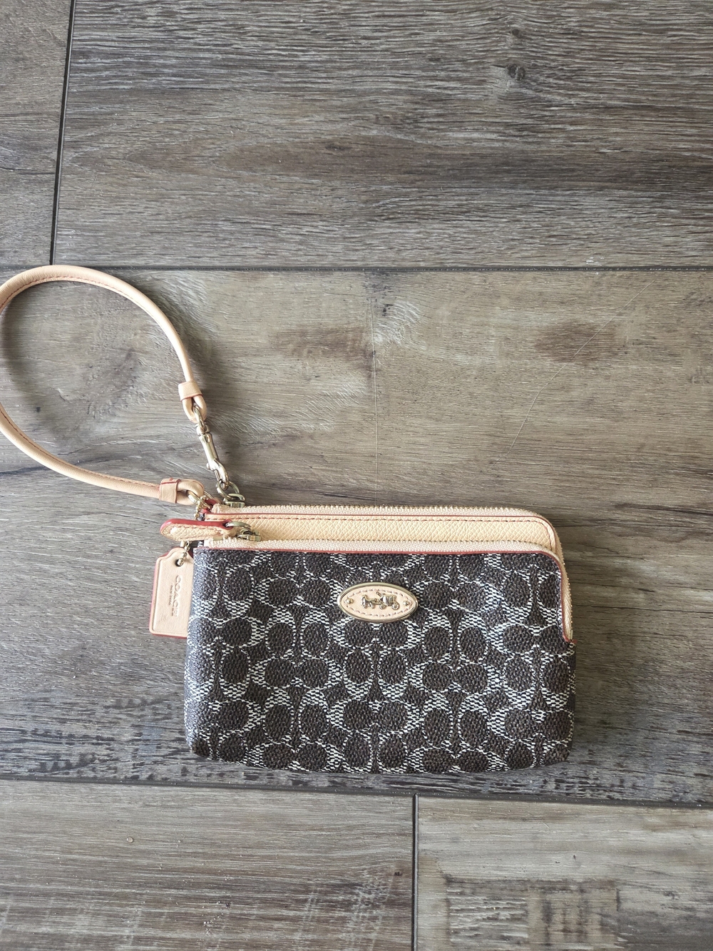 Coach 53010/K1480 Signature Coated Canvas Small Doyble Zip Wristlet